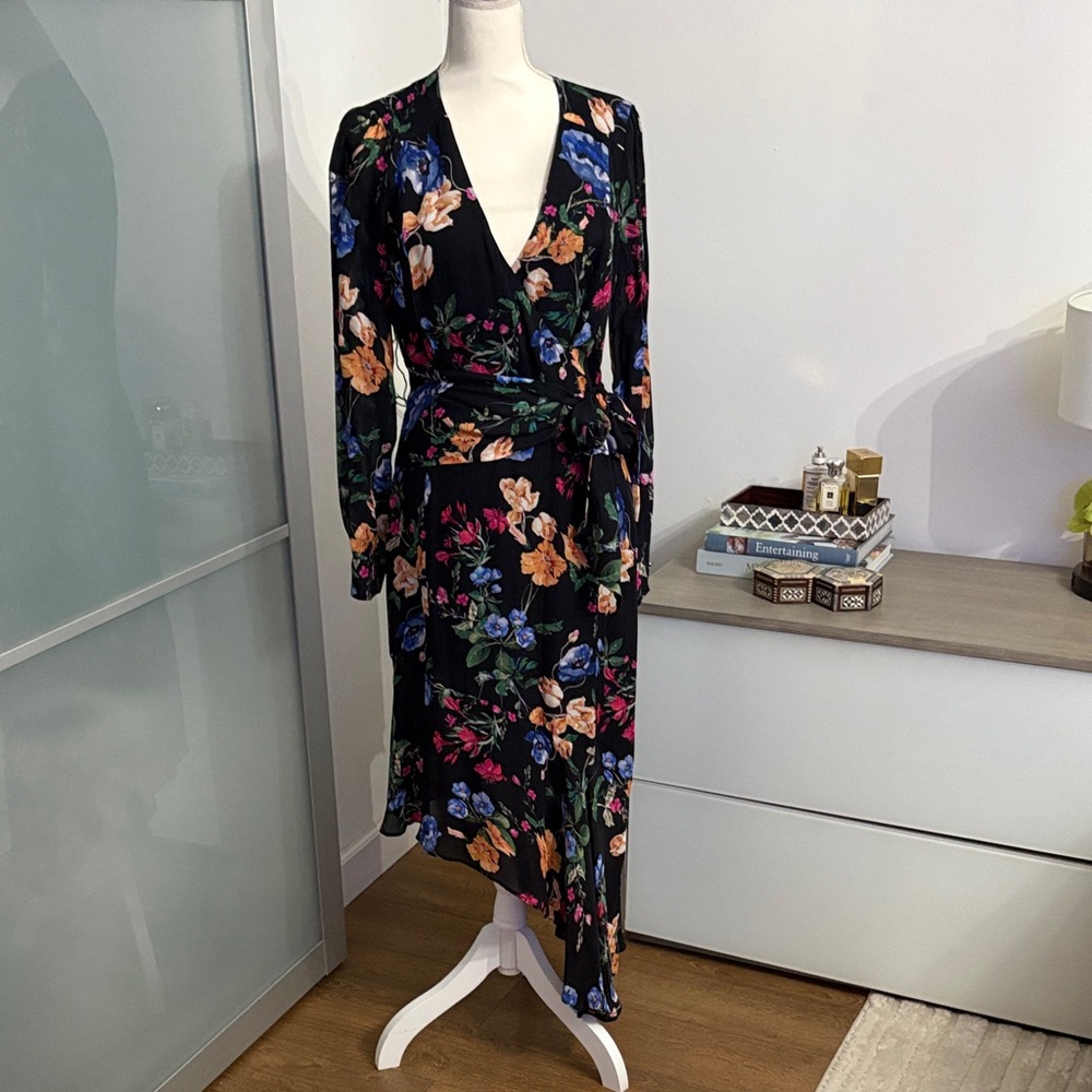 Parker Black Floral Long Sleeve Dress